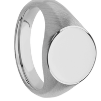Medium Circle signet ring (14mm) in Titanium, with a Wide style band.