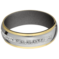 14K White Gold + Satin , Polish Finish + Gun Metal Grey