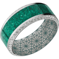 10K White Gold + Satin , Polish Finish + Northern Lights