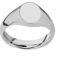 Small Oval signet ring (12x9mm) in Titanium, with a Wide style band.
