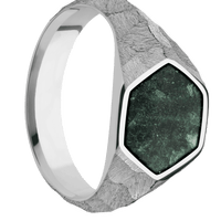Medium Hexagon signet ring (13.9x12mm) in Titanium, with a Wide style band, an Aventurine inlay.