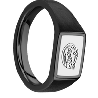 Small Horizontal Rectangle signet ring (12x9mm) in Zirconium, with a Wide style band, a Platinum inlay and a Florida Gator Head engraving.