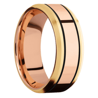 10K Yellow Gold + Bead , Bead Finish + 14K Rose Gold
