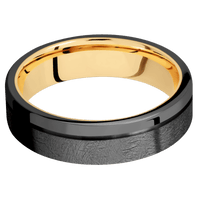 Zirconium + Distressed , Polish Finish + 14K Yellow Gold