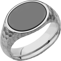 Medium Horizontal Oval signet ring (16x13mm) in Titanium, with a Wide style band, a Zirconium inlay.