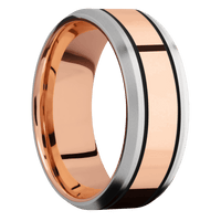 10K White Gold + Bead , Bead Finish + 14K Rose Gold