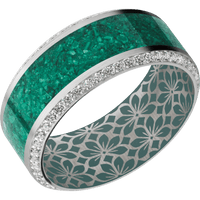 10K White Gold + Satin , Polish Finish + Northern Lights