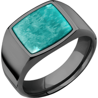 Medium Cushion signet ring (14x14mm) in Zirconium, with a Wide style band, an Amazonite inlay.