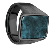 Large Rectangle signet ring (20x14.5mm) in Zirconium, with a Wide style band, a Washington Blue Jade inlay.