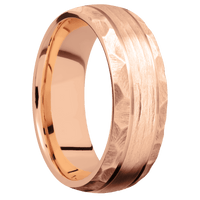 14K Rose Gold + Treebarkh , Rock Finish