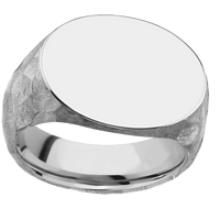 Large Horizontal Oval signet ring (20x16mm) in Palladium Silver, with a Wide style band.