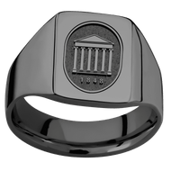 Medium Rectangle signet ring (16x11.5mm) in Zirconium, with a Wide style band and an Ole Miss University Seal engraving.