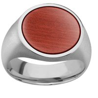 Large Circle signet ring (18mm) in Titanium, with a Wide style band, a Blood Wood inlay.