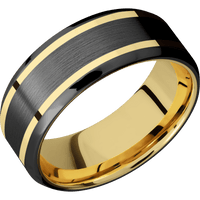 Zirconium + Satin , Polish Finish + 14K Yellow Gold