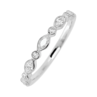 14K White Gold band with 4 Round and 5 Marquise Lab Grown Diamond having TCW-.56
