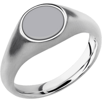 Small Circle signet ring (10mm) in Cobalt Chrome, with a Wide style band, a Tantalum inlay.