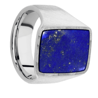 Large Rectangle signet ring (20x14.5mm) in Palladium Silver, with a Wide style band, a Lapis inlay.