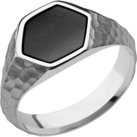 Medium Hexagon signet ring (13.9x12mm) in Titanium, with a Wide style band, a Zirconium inlay.
