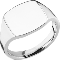Medium Cushion signet ring (14x14mm) in Palladium Silver, with a Thin style band.