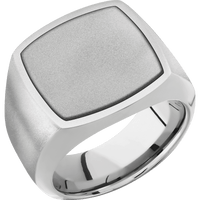 Large Cushion signet ring (18x18mm) in Palladium Silver, with a Wide style band, a Palladium Silver inlay.