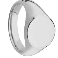 Medium Circle signet ring (14mm) in Titanium, with a Wide style band.