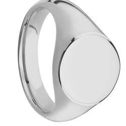 Medium Circle signet ring (14mm) in Titanium, with a Wide style band.