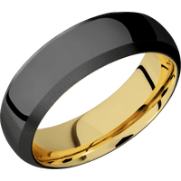 Zirconium + Polish , Bead Finish + 14K Yellow Gold