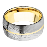 Damascus + Polish Finish + 18K Yellow Gold