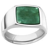Medium Cushion signet ring (14x14mm) in Palladium Silver, with a Wide style band, a Washington Green Jade inlay.