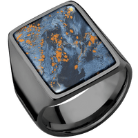 Extra Large Rectangle signet ring (24x17mm) in Zirconium, with a Wide style band, a Pietersite inlay.