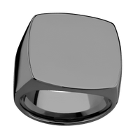 Extra Large Cushion signet ring (22x22mm) in Zirconium, with a Wide style band.
