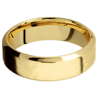 10K Yellow Gold + Hammer , Polish Finish