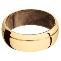 14K Yellow Gold + Polish , Polish Finish + Maple Burl