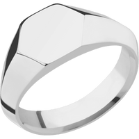 Small Hexagon signet ring (11.5x10) in Titanium, with a Wide style band.