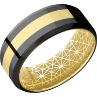 Zirconium + Polish , Satin Finish + 14K Yellow Gold