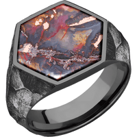 Large Hexagon signet ring (18.5x16mm) in Zirconium, with a Wide style band, a Chrysocopper inlay.