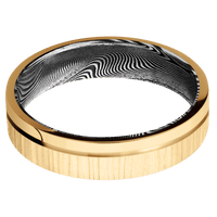 14K Yellow Gold + Treebark1 , Polish Finish + Tightweave