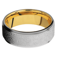 Titanium + Stipple , Bead Finish + 18K Yellow Gold