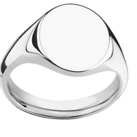 Medium Oval signet ring (16x13mm) in 14K White Gold, with a Thin style band.