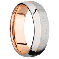 14K White Gold + Distressed , Polish Finish + 14K Rose Gold