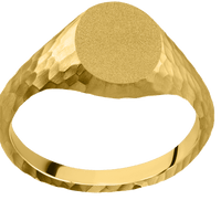 Small Oval signet ring (12x9mm) in 10K Yellow Gold, with a Thin style band.