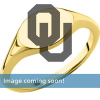 Small Horizontal Oval signet ring (12x9mm) in 14K Yellow Gold, with a Thin style band and an Oklahoma OU engraving.