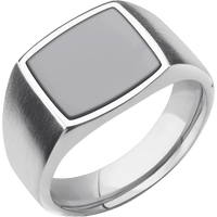 Medium Cushion signet ring (14x14mm) in Cobalt Chrome, with a Wide style band, a Tantalum inlay.
