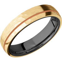 10K Yellow Gold + Hammer , Hammer Finish + Zirconium