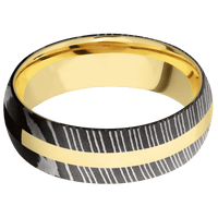 Damascus + Acid Finish + 18K Yellow Gold
