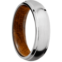 10K White Gold + Satin , Polish Finish + Desert Iron Wood