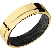 14K Yellow Gold + Polish , Polish Finish + Forged Carbon Fiber