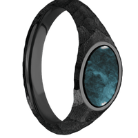 Small Horizontal Oval signet ring (12x9mm) in Zirconium, with a Wide style band, a Washington Blue Jade inlay.