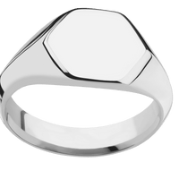 Medium Hexagon signet ring (13.9x12mm) in Titanium, with a Wide style band.