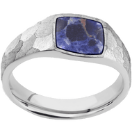 Small Cushion signet ring (10x10mm) in Cobalt Chrome, with a Wide style band, a Sodalite inlay.